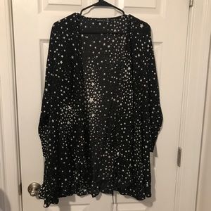 Boohoo Black Wrap Blouse with Stars size 14 Petite